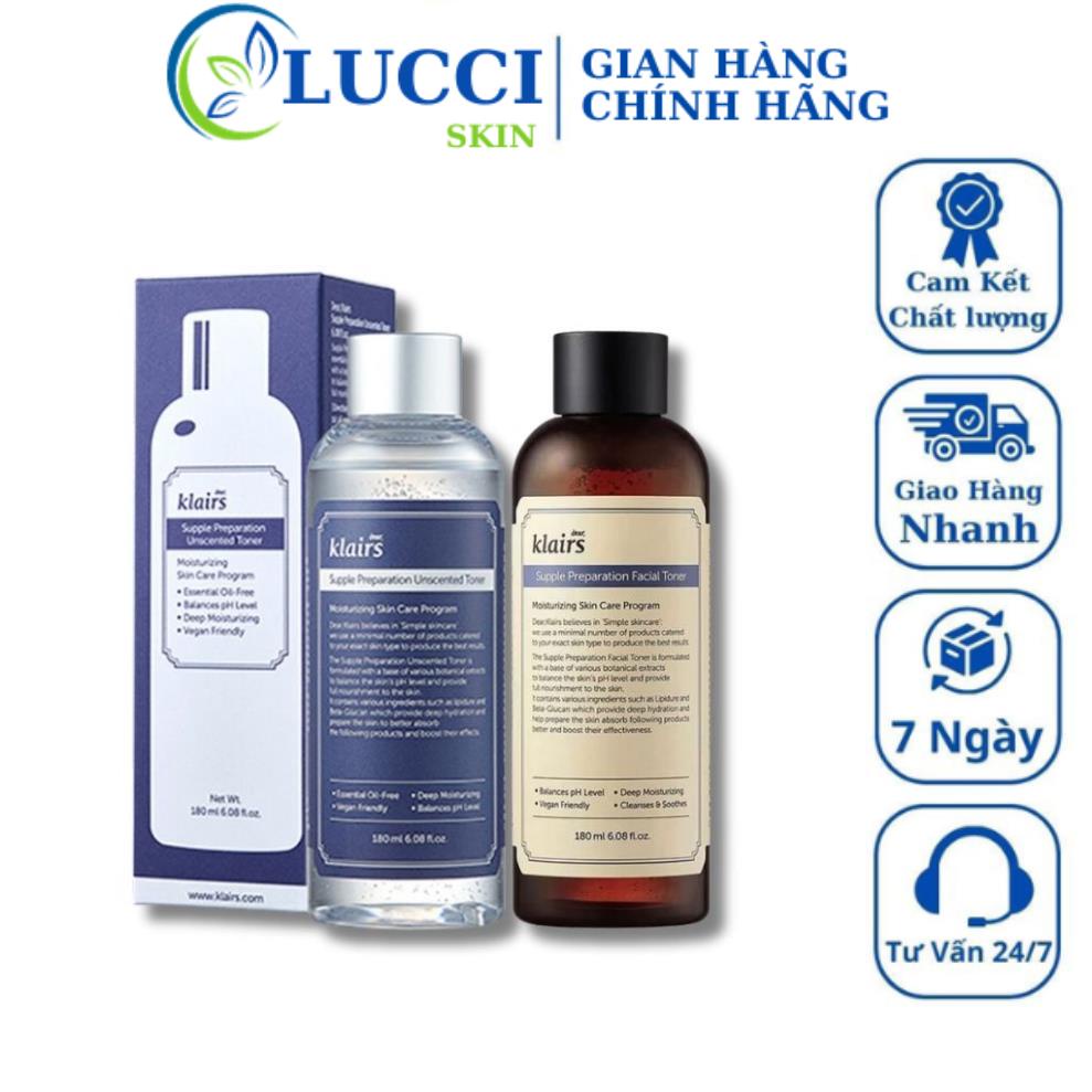 Nước Hoa Hồng Dear Klairs Supple Preparation Unscented, Dưỡng Ẩm Và Làm Mềm Da 180ML