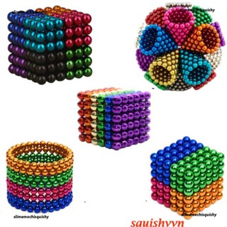 Bộ bi nam cham xếp hình buckyballs rainbow 5mm 6 màu 216 viên hộp nhôm