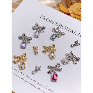 Charm nơ dây xích đá chữ nhật gắn móng