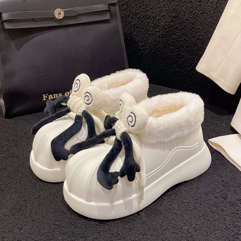 Giày cotton Lót Lông Cừu Dày Dặn Chống Thấm Nước Phong Cách Thời Trang Mới 2023