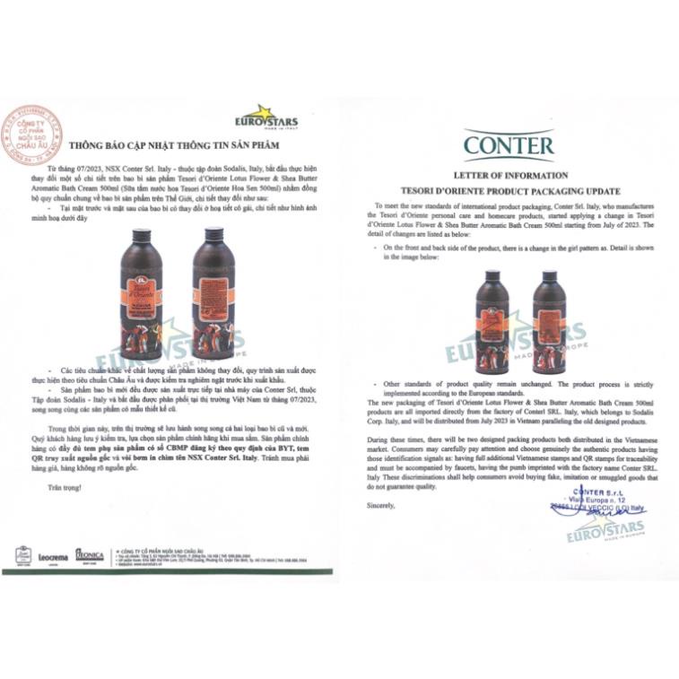 Sữa Tắm Nước Hoa Ý Tesori Hương Sen Chai Nhôm Màu Nâu 500ML - HANA