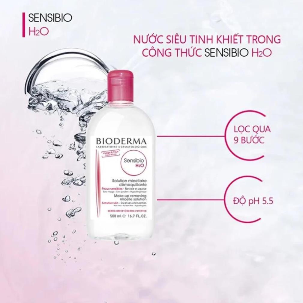 Nước tẩy trang BIODERMA 500ml Crealine, Sensibio H2O - Pháp chính hãng - HANA