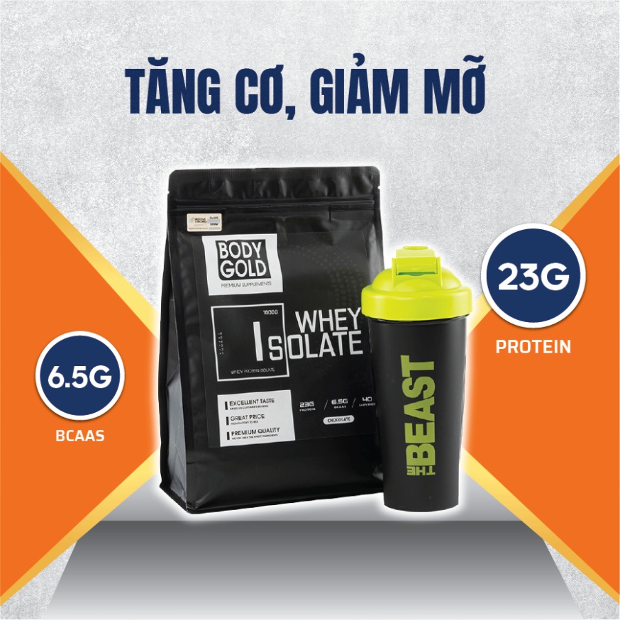 Whey Isolate Tăng Cơ Giảm mỡ Body Gold Túi 1KG Tặng Bình Lắc  Hàng Chính