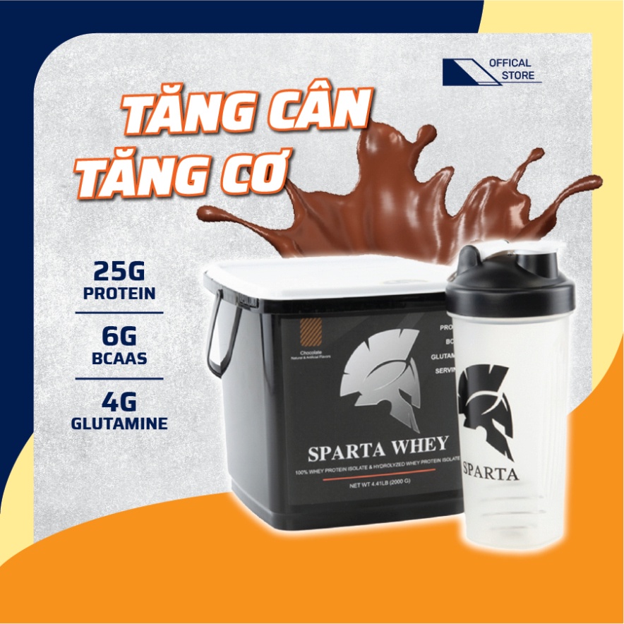 Whey Protein Sữa dưỡng chất Tăng cơ giảm mỡ  SPARTA  2KG + Tặng Bình lắc
