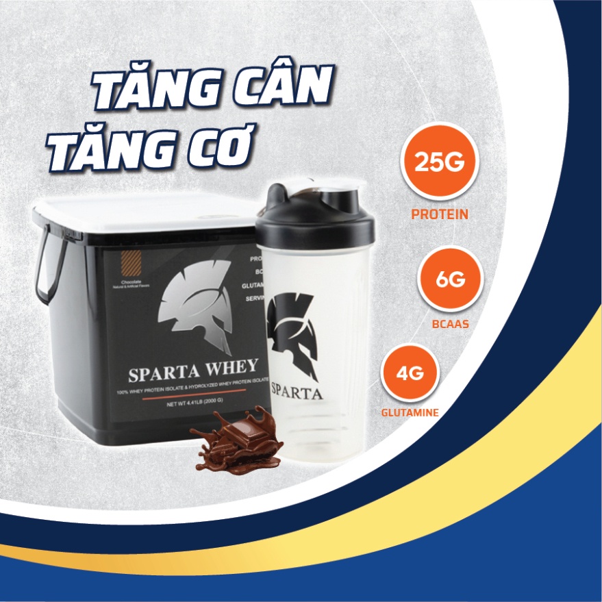 Whey Protein Sữa dưỡng chất Tăng cơ giảm mỡ SPARTA 2KG + Tặng Bình lắc