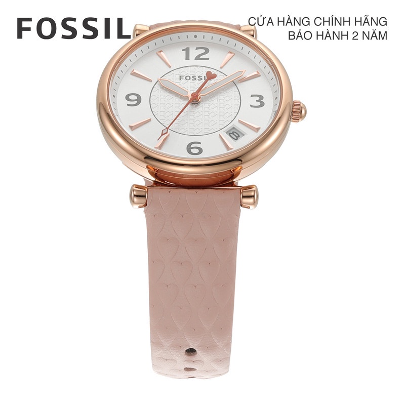 [MUA 1 TẶNG 1] Đồng hồ nữ Fossil Carlie ES5269 dây da - màu hồng
