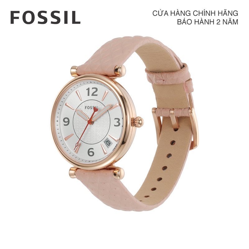 [MUA 1 TẶNG 1] Đồng hồ nữ Fossil Carlie ES5269 dây da - màu hồng