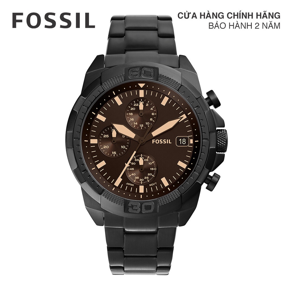 Đồng hồ nam Fossil 44MM BRONSON FS5851 dây thép không gỉ - màu đen