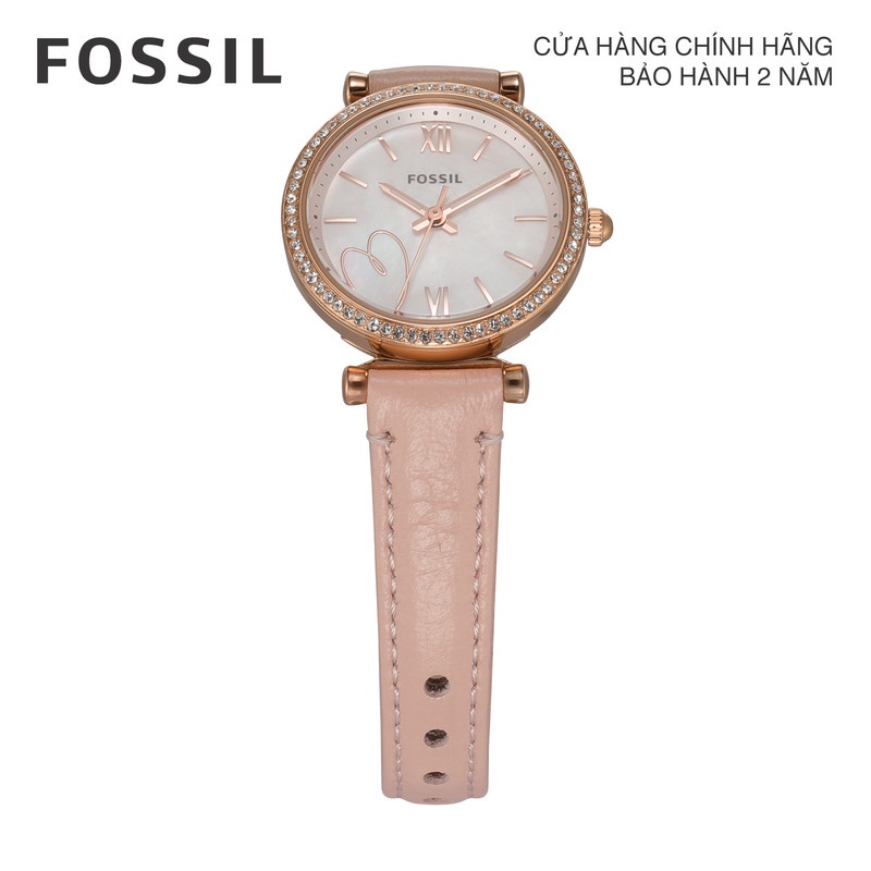 Đồng hồ nữ Fossil Carlie ES5268 dây da - màu hồng