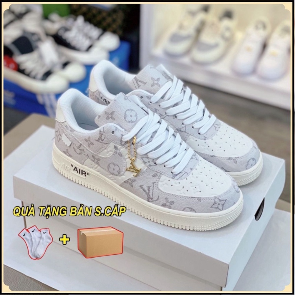 Giày _Nike Air Force 1 Lv xám, giày AF1 xám đế Air bản cao cấp HOTTREND 2023