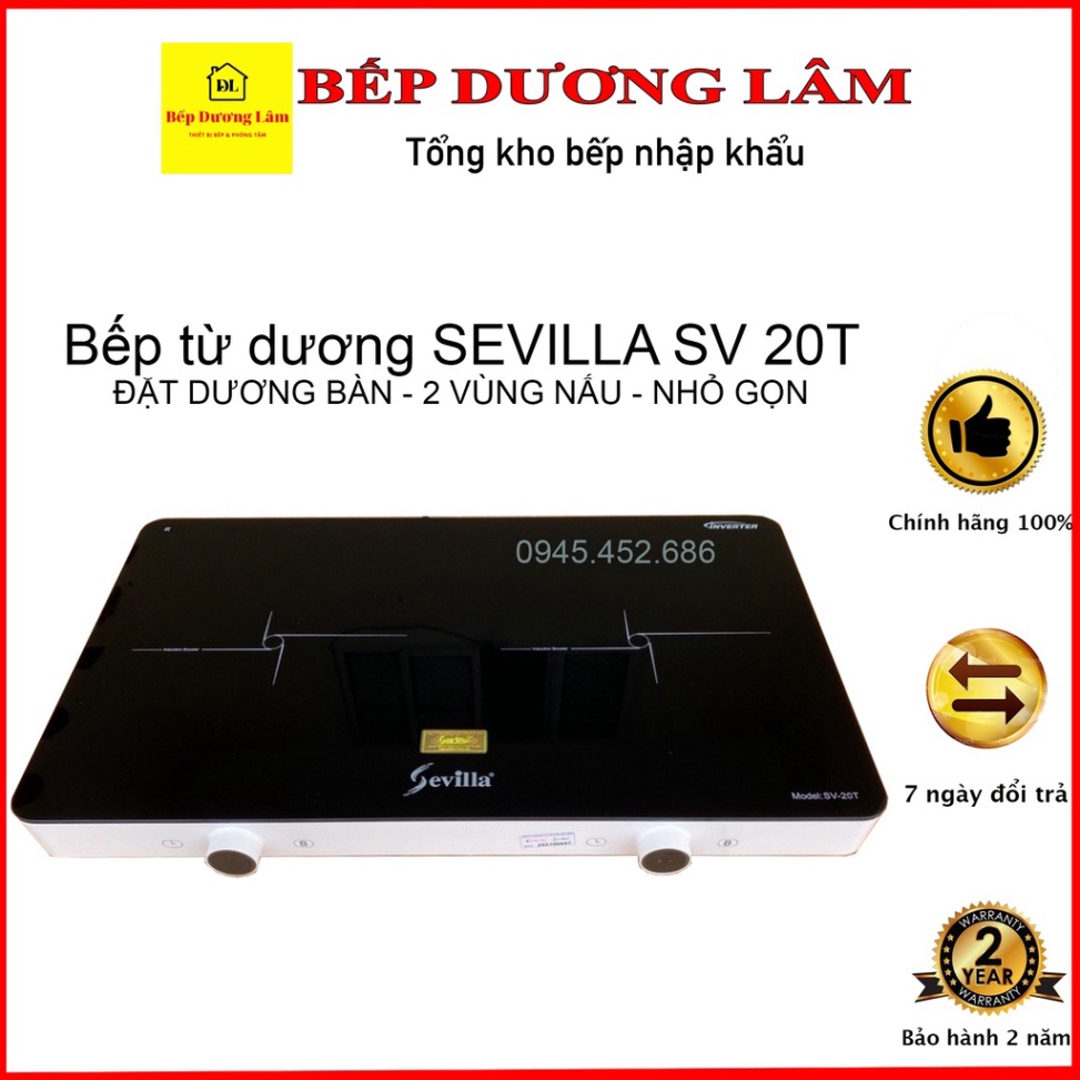 Bếp từ đôi dương Sevilla SV 20T / Bếp từ đôi Fuger 60D /  Sevilla SV 202t -Booter nấu siêu nhanh chính hãng