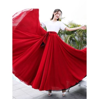 Chân Váy Xòe 720 Độ Chất Liệu chiffon Dùng Để Múa Dân Tộc