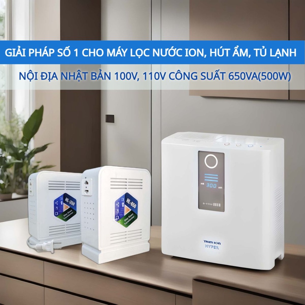 [BH -3 Năm] Biến áp 220v ra 100v, bộ đổi nguồn 220v sang 110v 100v Cho Máy Hút Ẩm, Lọc nước ion kiềmTủ Lạnh Nội địa Nhật