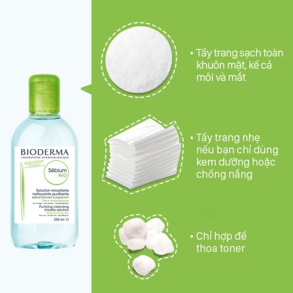 Nước Tẩy Trang Dành Cho Da Hỗn Hợp và Da Dầu Bioderma Sebium H20 500ml