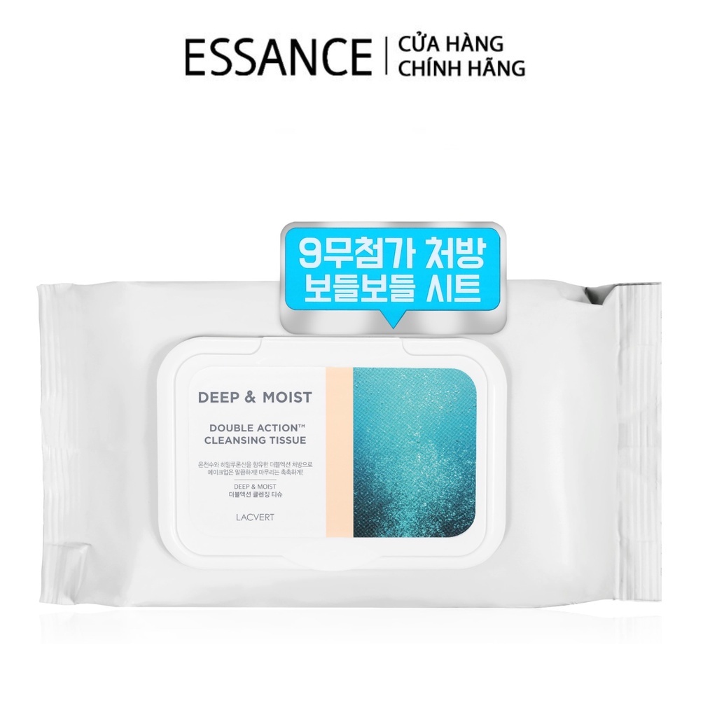 [HB Gift] Khăn ướt tẩy trang Essance Lacvert Deep & Moist Double Action Cleansing Tissue 80 Tờ/278g