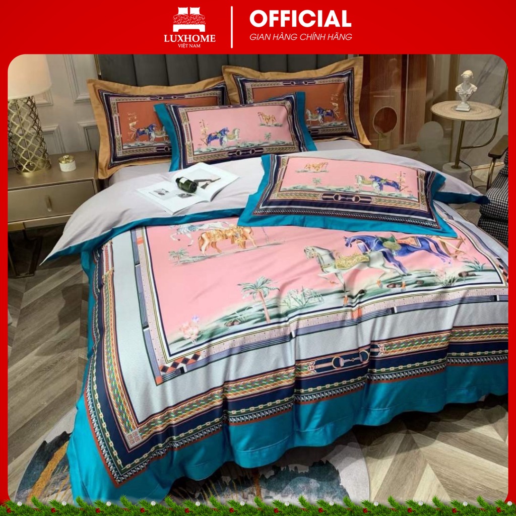 Bộ 4 Món Chăn Ga Sateen 100S Chất Liệu Cotton Thấm Hút Mồ Hôi, Đàn Hồi Tốt