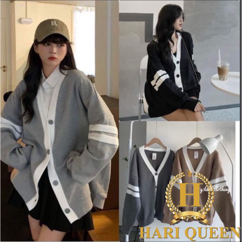 Áo khoác cadigan phối sọc viền tay siêu hot siêu đẹp HARIQUEENFASHIN
