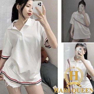 Áo Polo nam nữ họa tiết 3 mẫu sọc form rộng đẹp tay lỡ kiểu hàn quốc vải cotton HARI in hoạ tiết