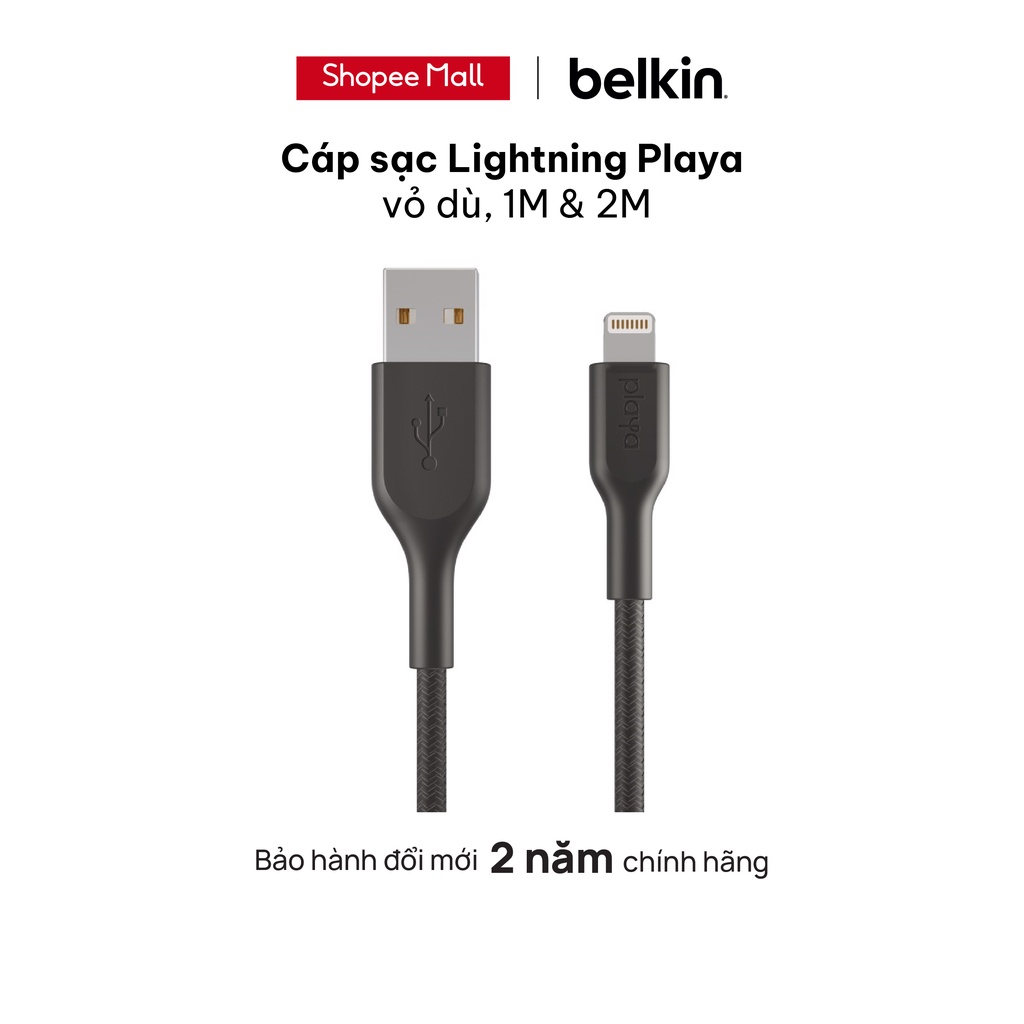 Cáp Lightning Belkin Playa 12W vỏ dù 1M & 2M