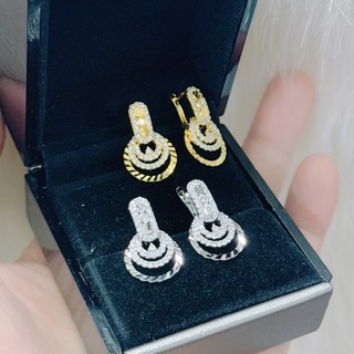 Bông tai nữ chạm đồng tien mạ vàng-bạch kim