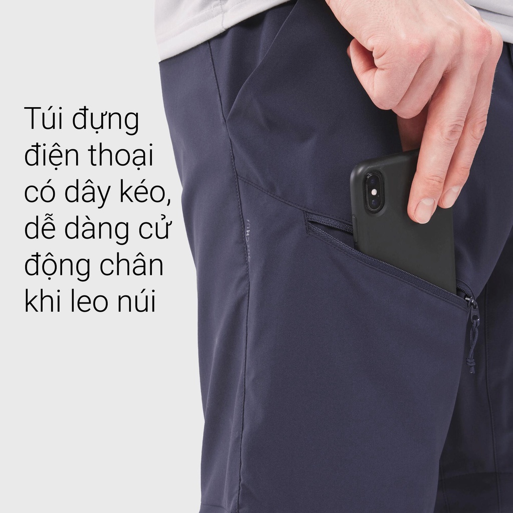 Quần leo núi dã ngoại tháo ống MH150 cho nam - Xanh đậm QUECHUA mã 8652204