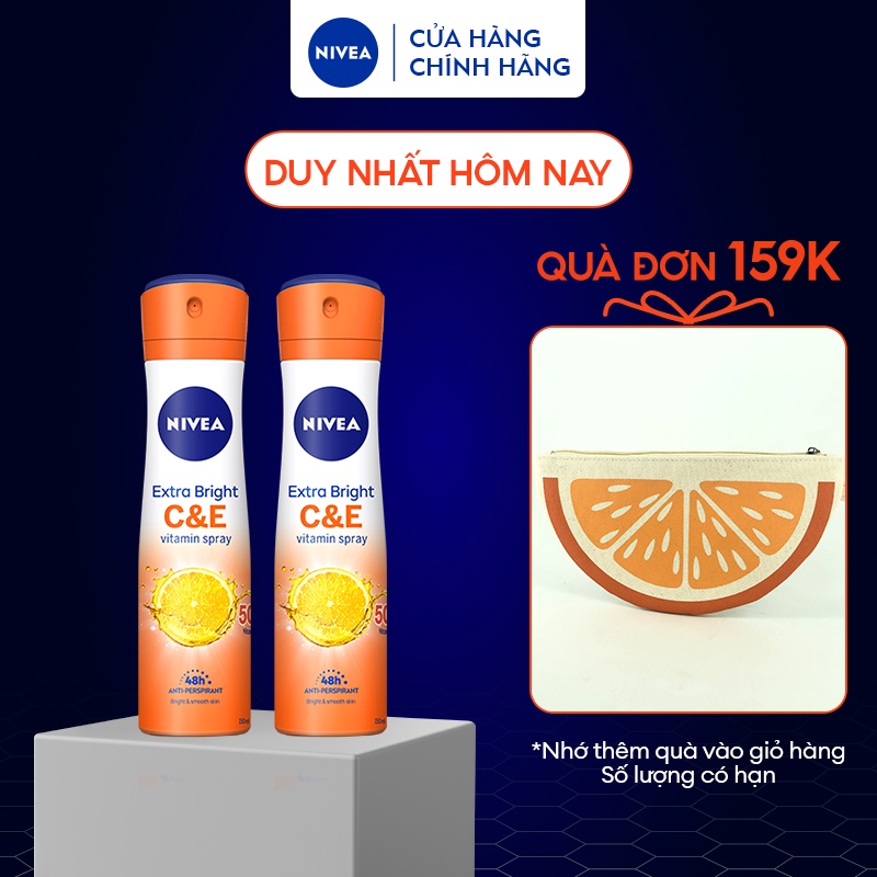 Bộ 2 Xịt Ngăn Mùi NIVEA Vitamin C&E Dưỡng Sáng Da | Vitamin C | Vitamin E (150 ml) - 84189