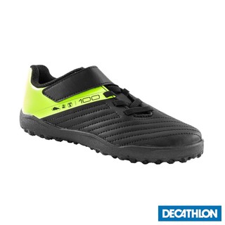 Giày bóng đá sân cỏ nhân tạo 100 easy tf cho trẻ em đen vàng DECATHLON kipsta mã 8668806