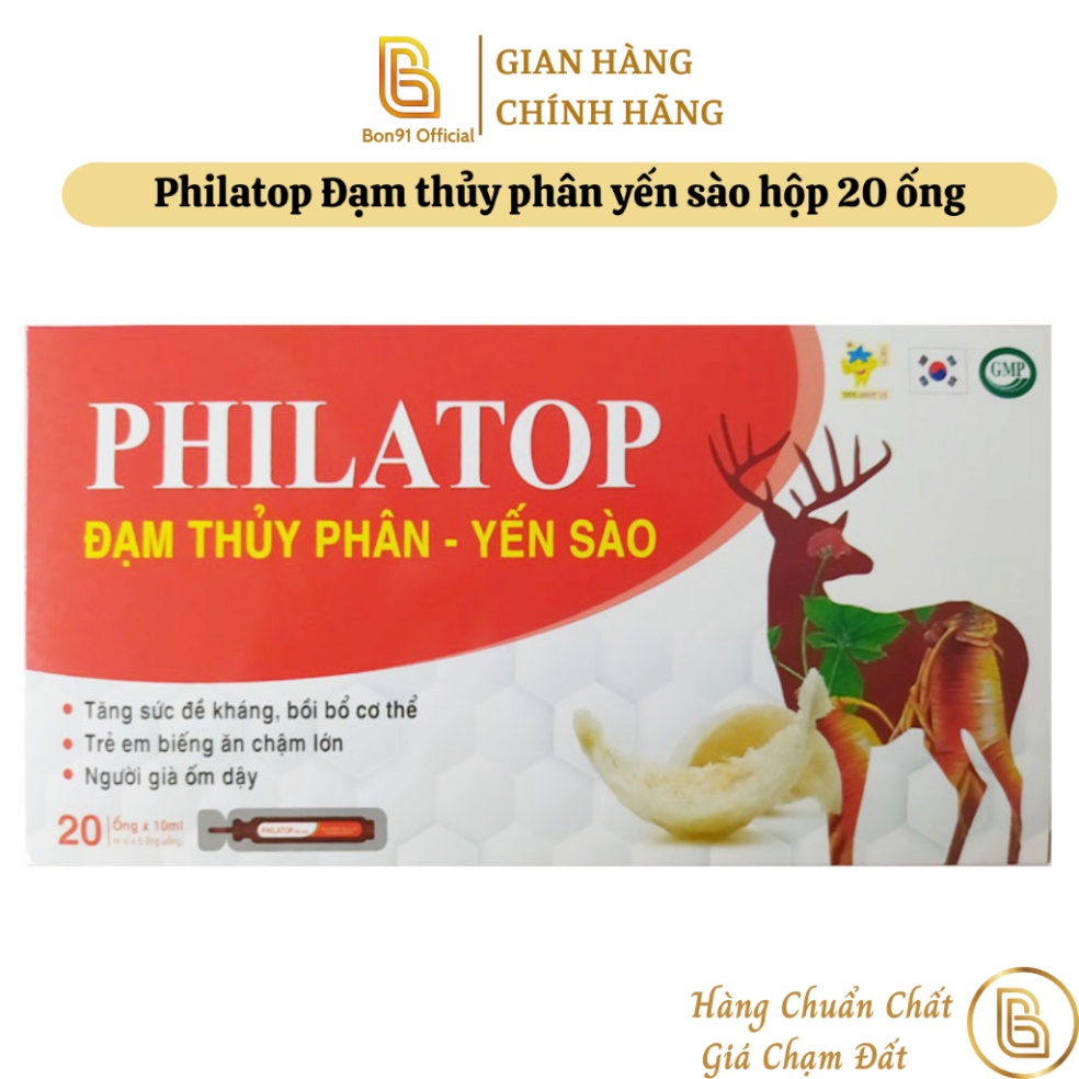 Philatop Đạm thủy phân yến sào hộp 20 ống Mediphar tăng sức đề kháng