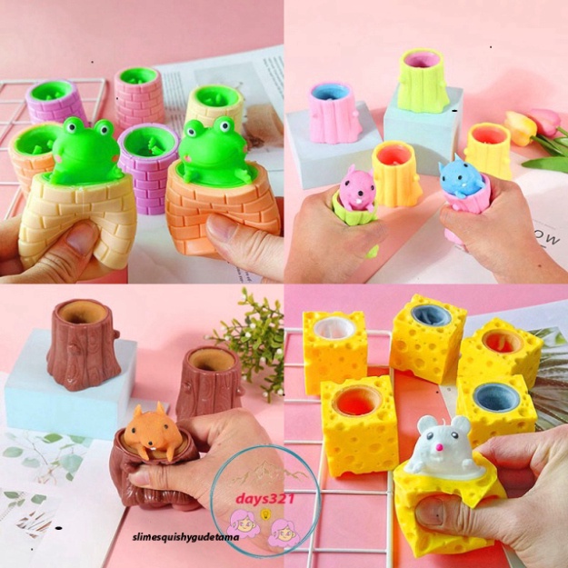 ẾCH NGỒI ĐÁY GIẾNG sóc gốc cây quishy công cụ giải trí bóp tay Mochi mềm mịn và mượt mà xinh xắn tru