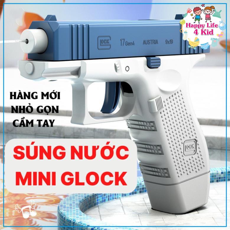 Súng nước đồ chơi, súng bắn nước, súng phun nước tự động, súng nước Glock không cần sạc pin cho bé