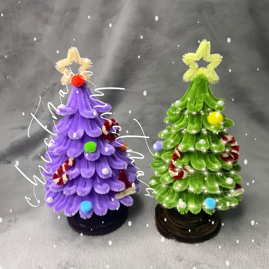 💥Tặng Kèm Đèn Led 💥Set nguyên liệu làm cây thông Noel bằng kẽm nhung