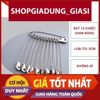 Set 10 kim băng to, nhỏ, kim tây cài áo, ghim băng chất liệu hợp kim cao cấp