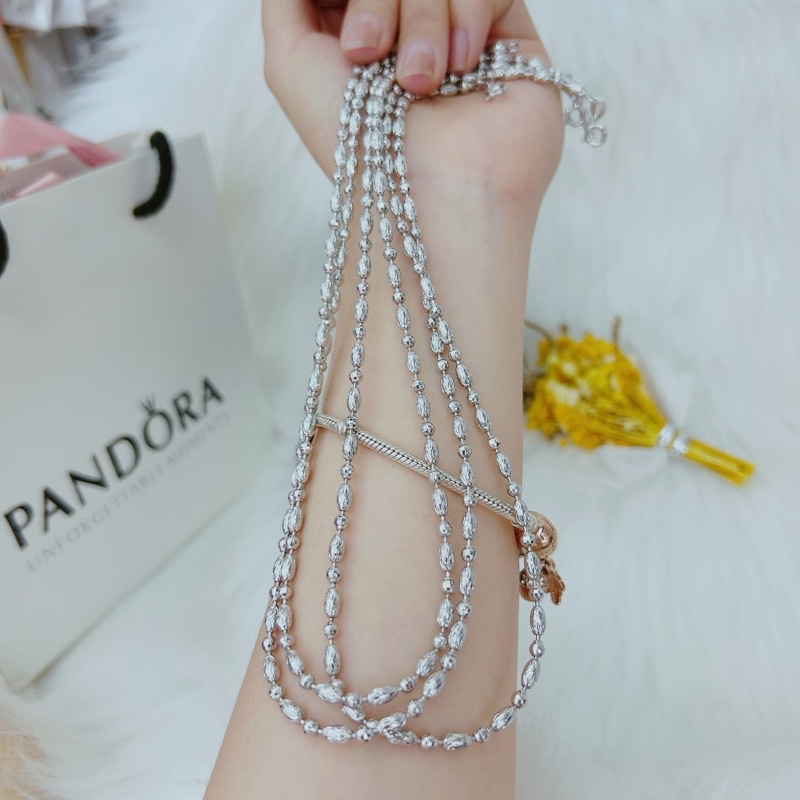 Dây chuyền nữ bi gạo mạ bạch kim