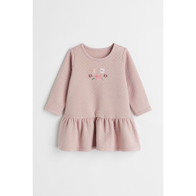 Váy nỉ hồng thêu hoa 1020456001 HM H&M_hàng chính hãng authentic