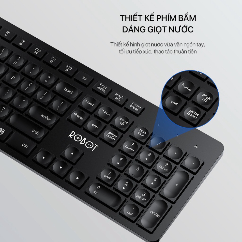 Bộ Bàn Phím Và Chuột Tĩnh Âm Không Dây 2.4GHz Độ Phân Giải 1600DPI TECHHIGH