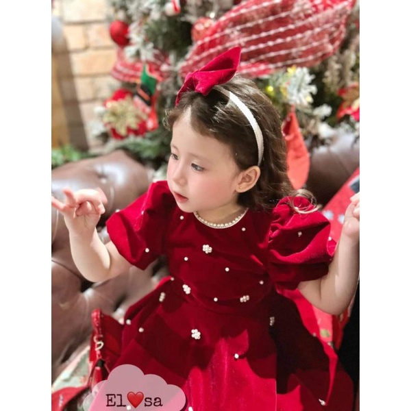 10 đến 30kg.váy đỏ tết cho bé gái.váy hot tren 2024 cho bé mang tết.váy xinh cho bé gái.chất liệu nhung ak