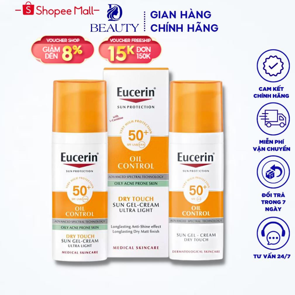 Kem Chống Nắng Eucerin Sun Gel-Cream Dry Touch Oil Control SPF50+ 50ml Cho Da Dầu Mụn Nhờn CHÍNH HÃNG