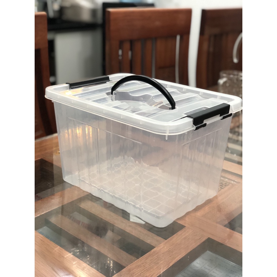 Thùng Nhựa 9000ml  Trong Suốt Đựng Đồ Đa Năng có Quai Xách - Kích thước : 31cm - 22 cm - 19 cm