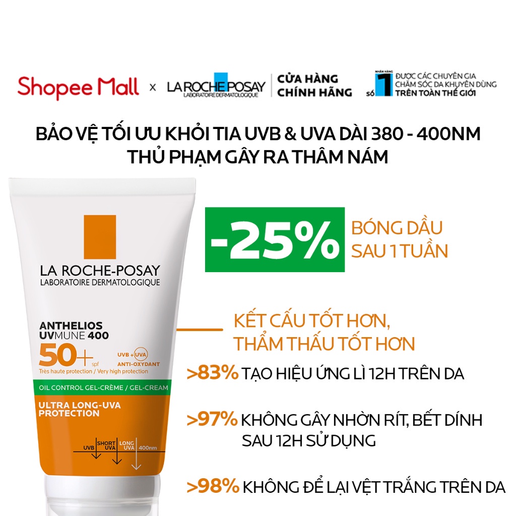 Kem chống nắng La Roche-Posay Anthelios UV Mune 400 Oil Control Gel Cream