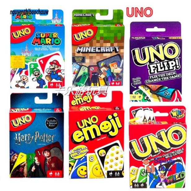 Bộ thẻ bài UNO WILD Flip Dos Naruto Mario Minicraft Harry potter Skipbo MSP99535