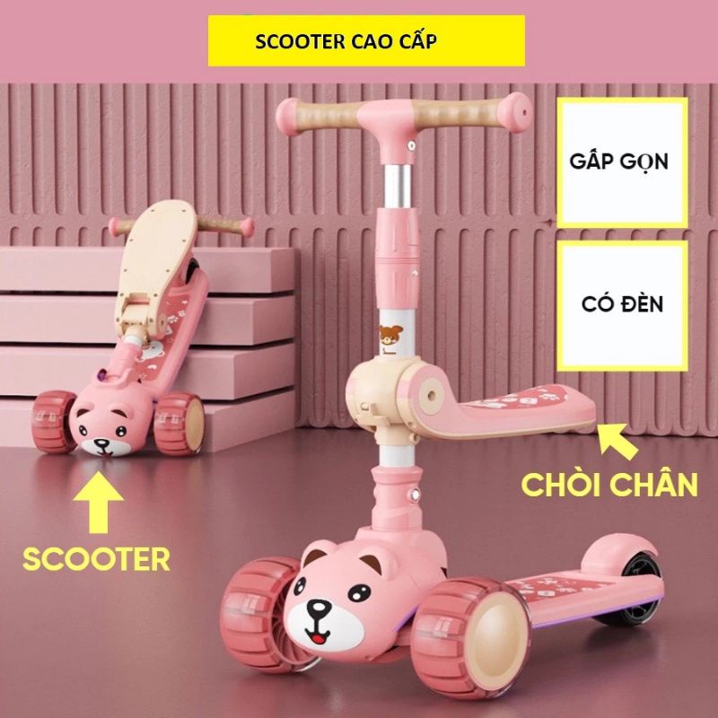 Xe trượt Scotter 3 trong 1 có ghế ngồi + có đèn và nhạc/ xe trượt