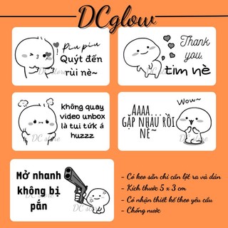 Set 50/100 tem 30x50mm  ĐẦU TRỌC CẢM XÚC nhãn dán meme, sticker niêm phong có keo dán túi giấy, thùng carton, gói hàng