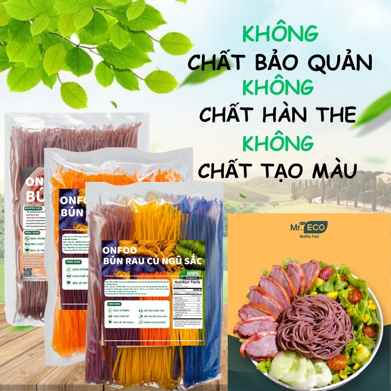 Bún khô gạo lứt, bún rau củ ngũ sắc hữu cơ ONFOD ăn kiêng giảm cân healthy food eat clean cho bé ăn dặm