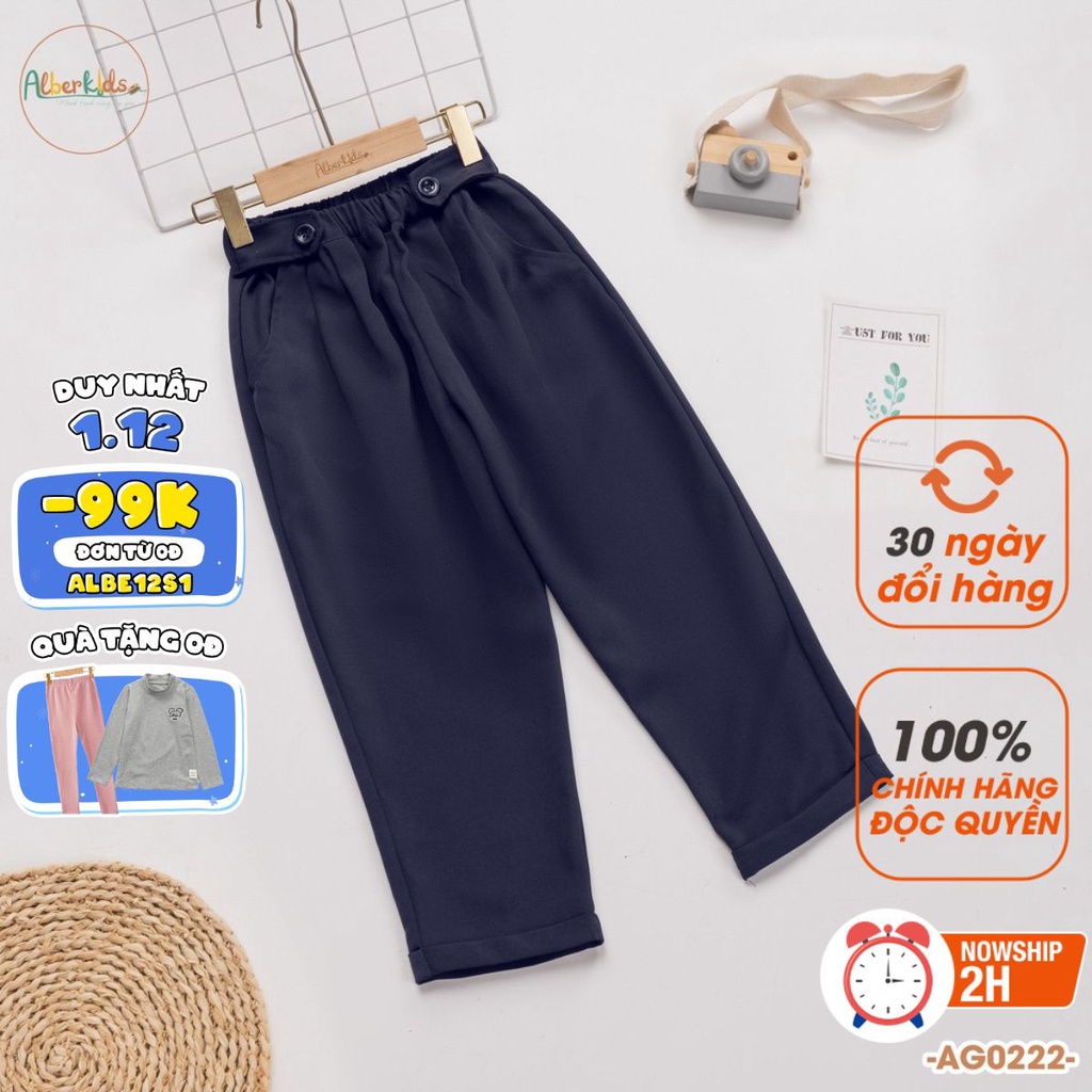 Quần dài XANH ĐEN baggy bé gái ALBERKIDS công chúa xinh đẹp mặc đi học đi chơi 4,5,6,7,8,9,10,11,12 tuôi [A0222]