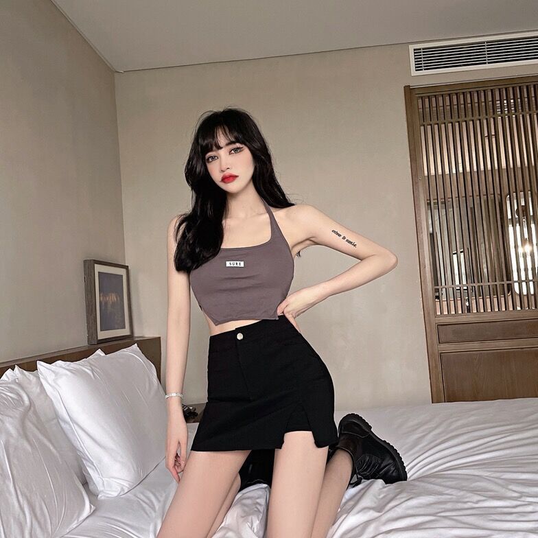 Chân Váy Ngắn Lưng Cao Màu Đen Thời Trang Mùa Hè Cho Nữ