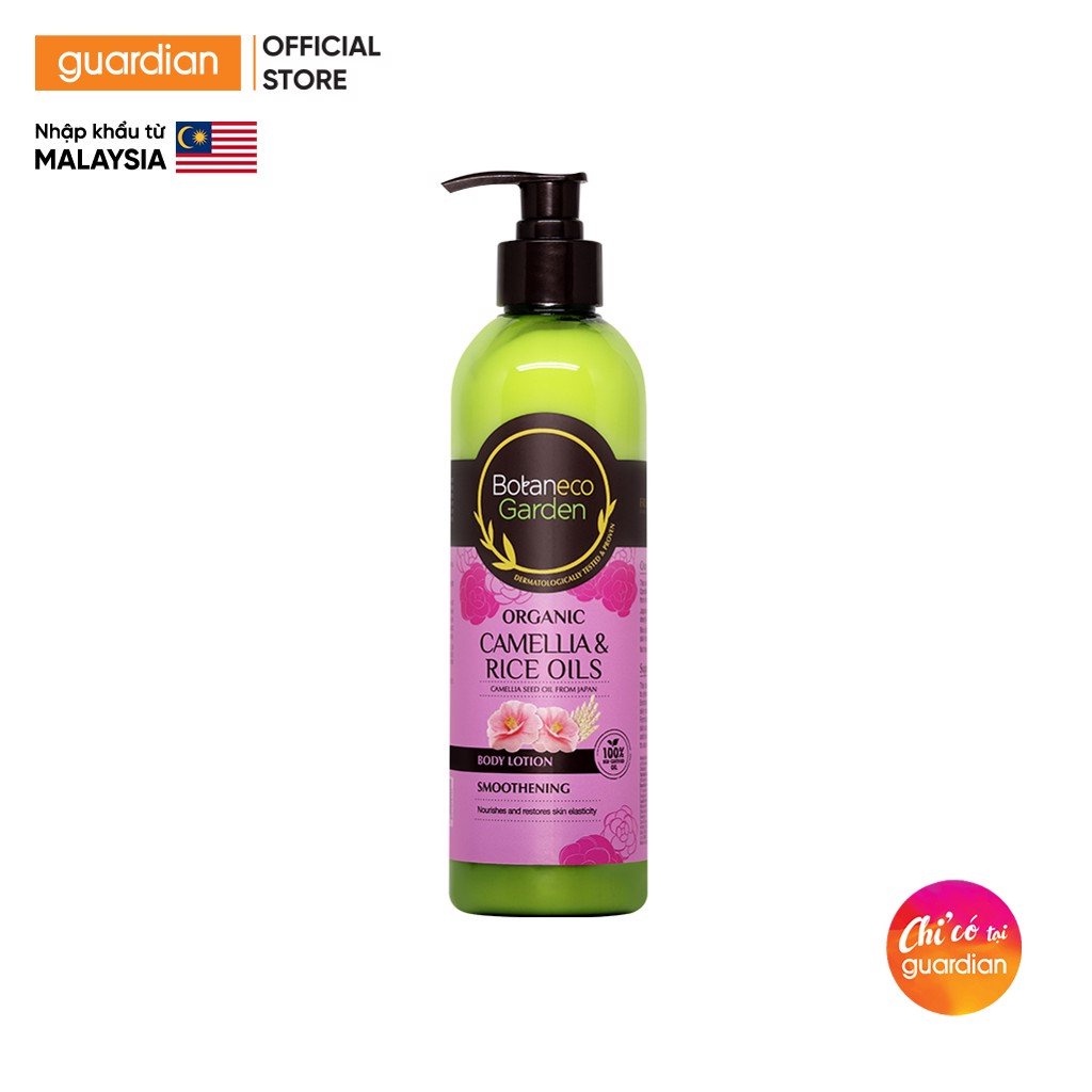 Sữa Dưỡng Thể Garden Camellia And Rice Chiết Xuất Dầu Hạt Hoa Trà Và Dầu Cám Gạo Hữu Cơ Botaneco 400ml