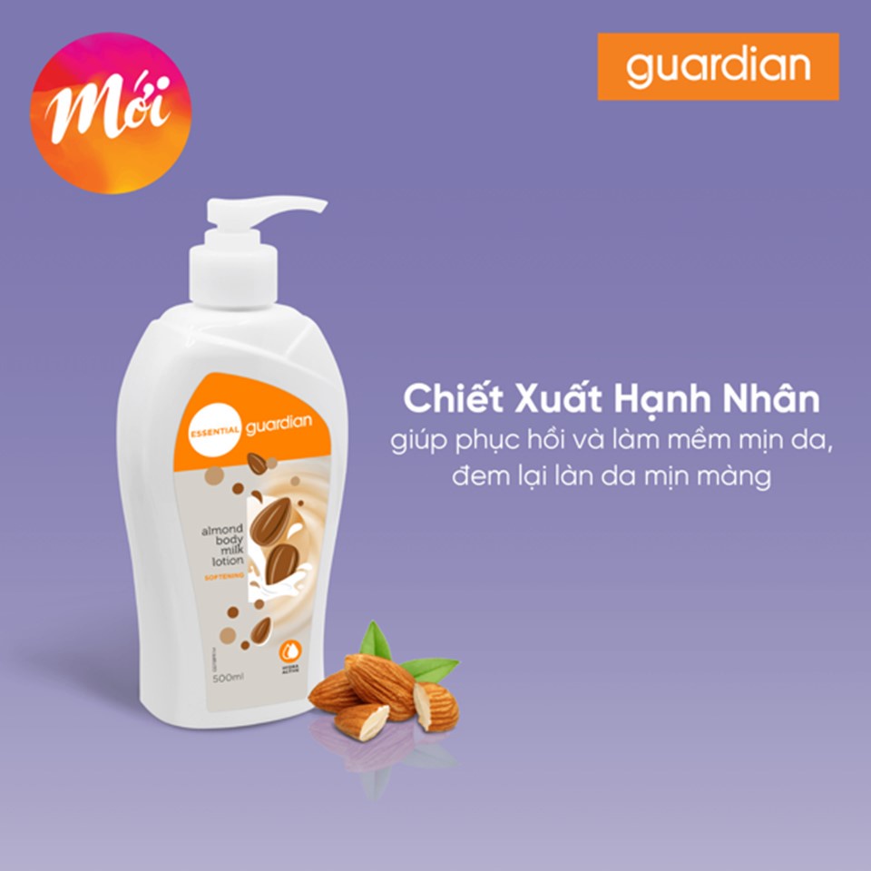 Sữa Dưỡng Thể Mịn Da Guardian Almond Smoothing Body Milk Lotion Chiết Xuất Hạnh Nhân 500ml