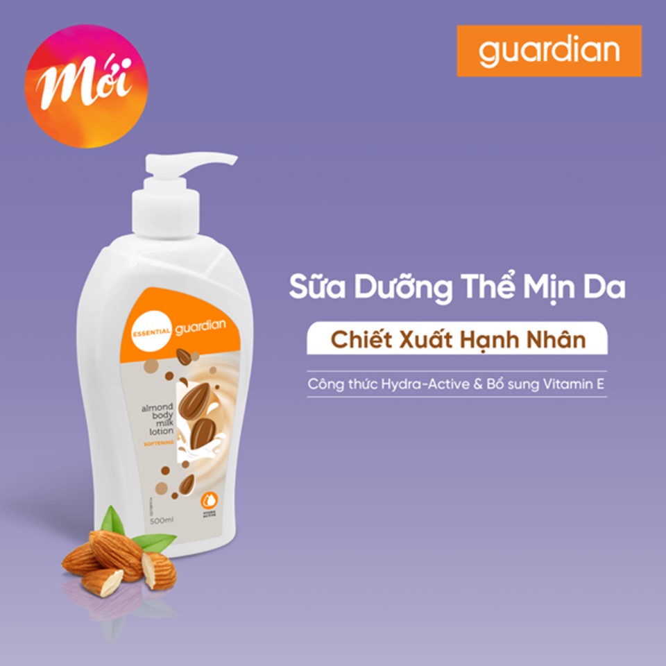 Sữa Dưỡng Thể Mịn Da Guardian Almond Smoothing Body Milk Lotion Chiết Xuất Hạnh Nhân 500ml