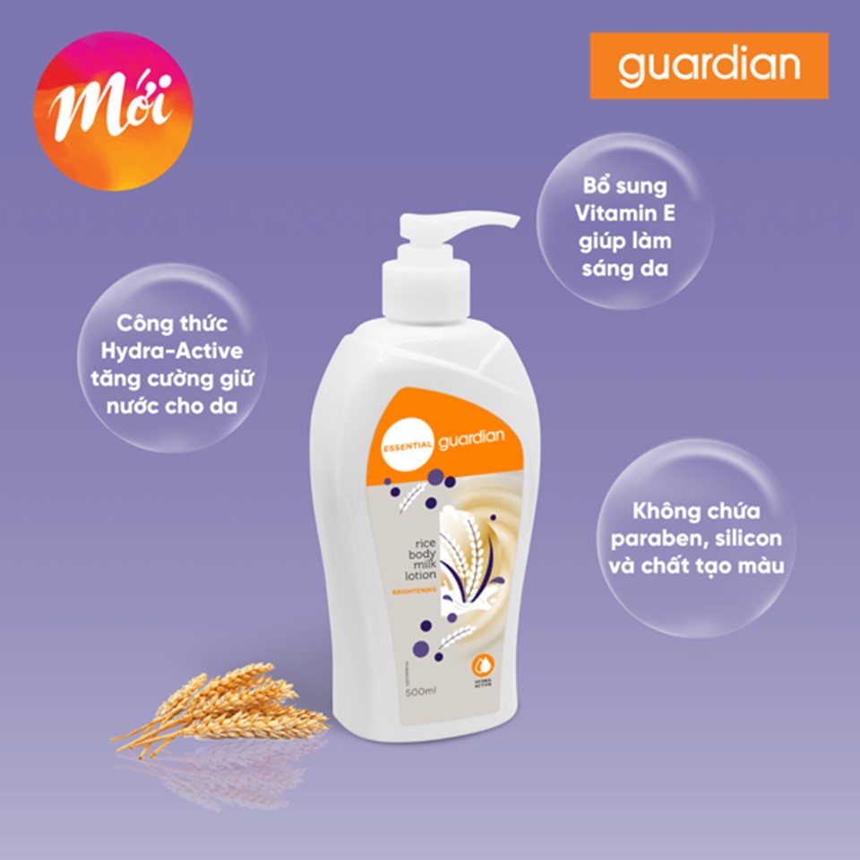 Sữa Dưỡng Thể Sáng Da Guardian Rice Brightening Body Milk Lotion Chiết Xuất Gạo 500ml