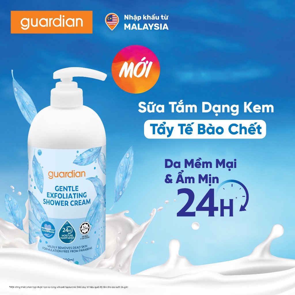 Sữa Tắm Dạng Kem Tẩy Tế Bào Chết Guardian Gentle Exfoliating Shower Cream 1000ml